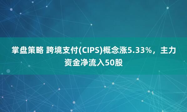 掌盘策略 跨境支付(CIPS)概念涨5.33%，主力资金净流入50股